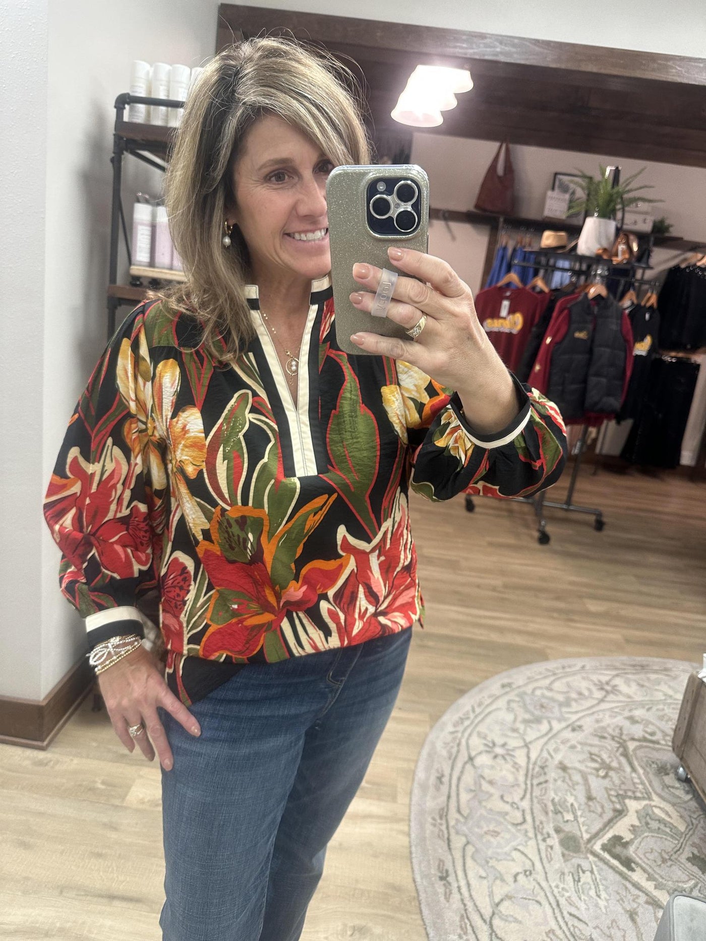Black Floral Mix Blouse