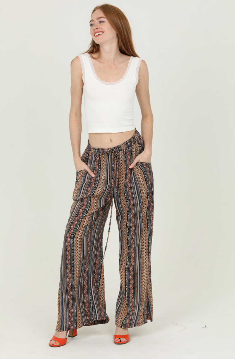 Stripe Print Palazzo Pant