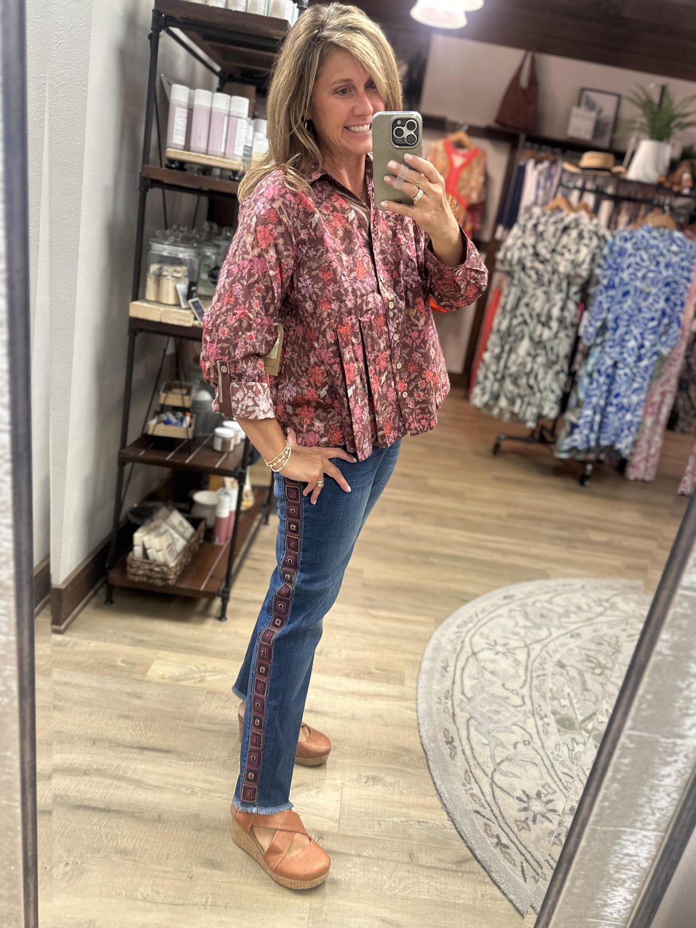 Tru Luxe -EMBROIDERED STRAIGHT LEG JEANS