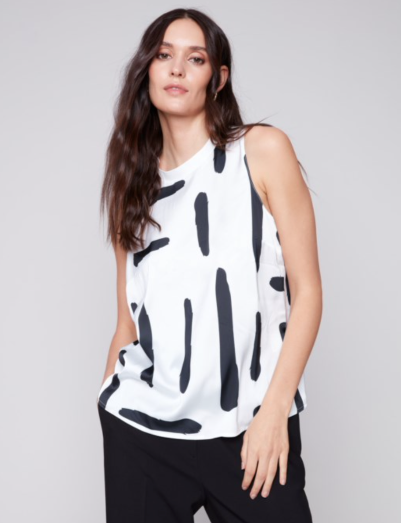 Charlie B Printed Satin Sleeveless top