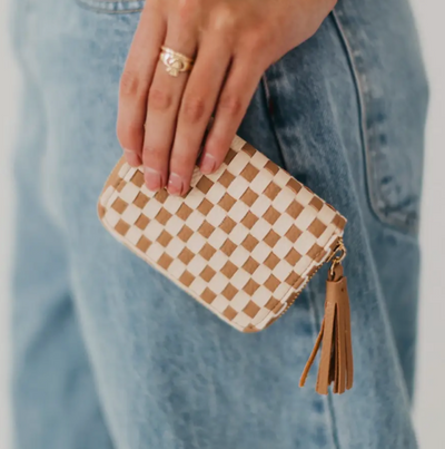 Wynona Woven Wallet-Brwn Chk
