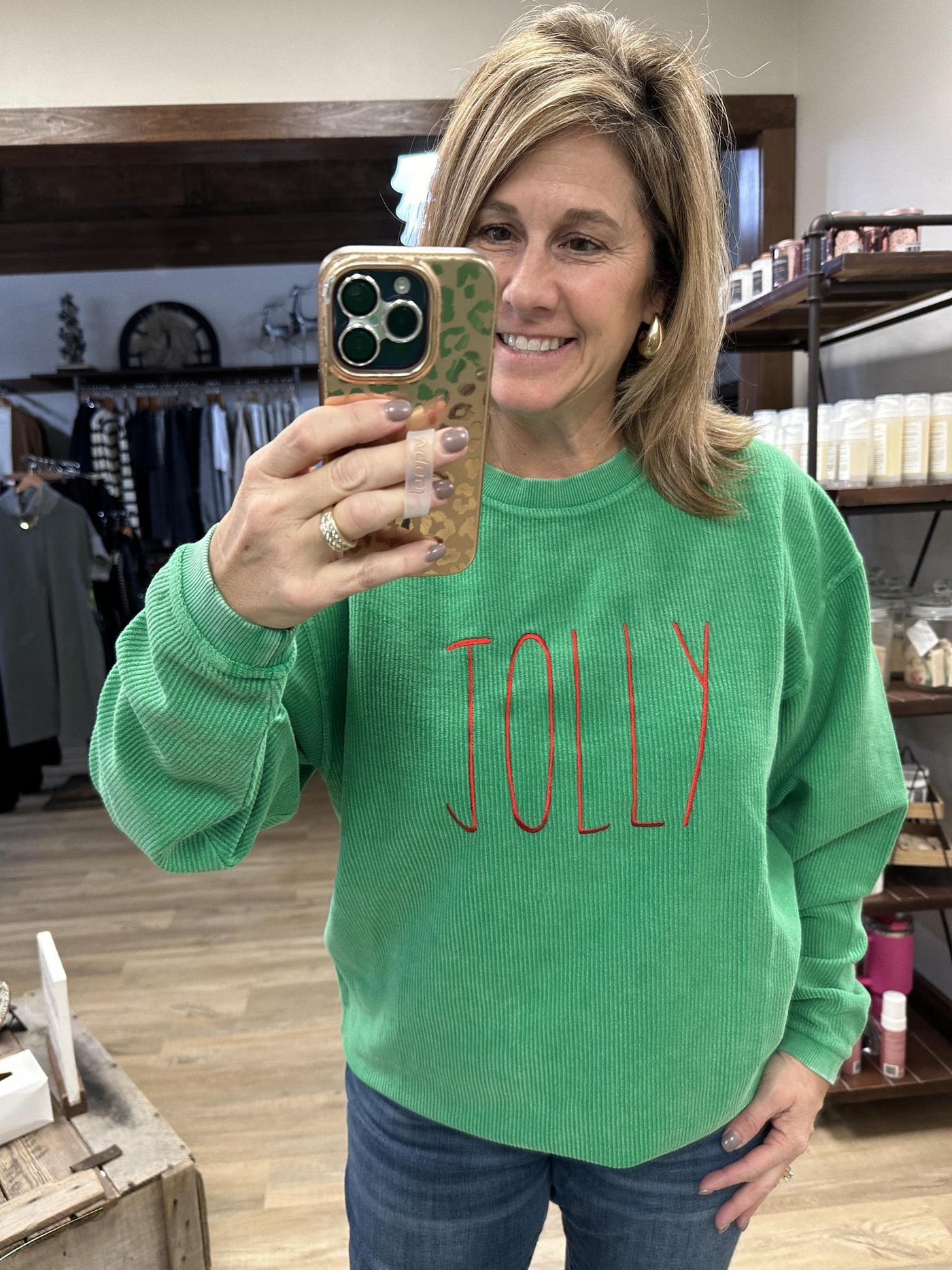 Kelly Green Corded Joy Sweatshirt