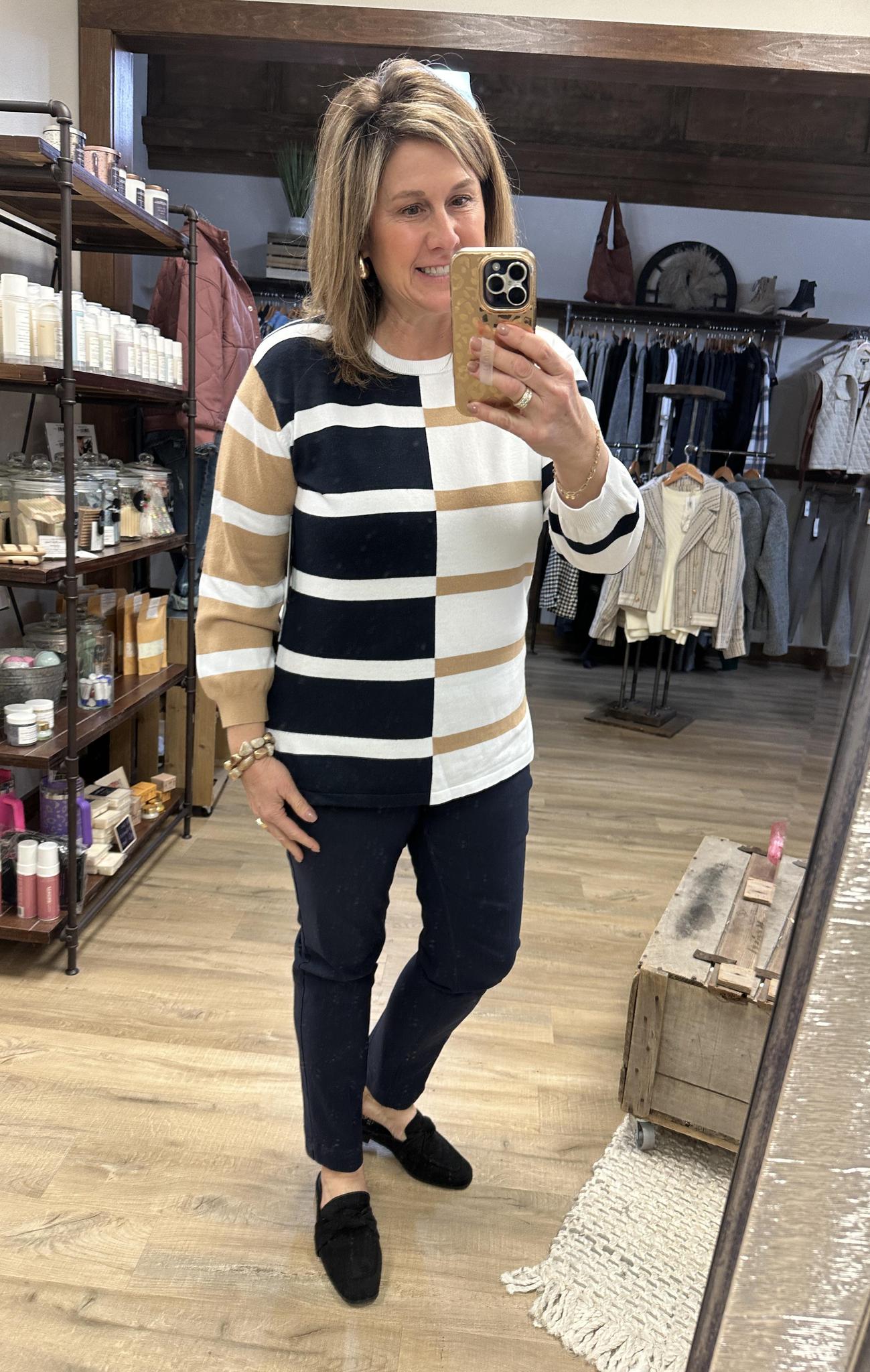 Multiples Navy/tan Sweater