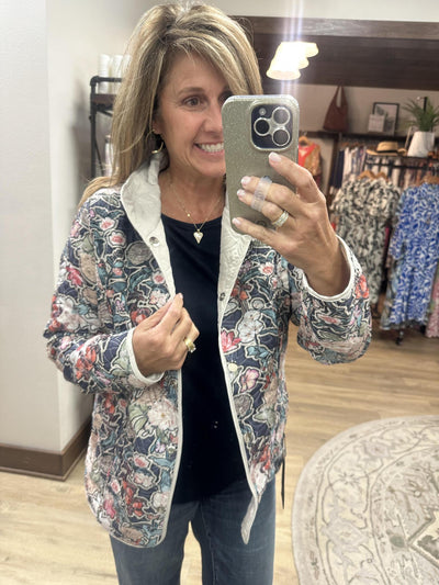 Reversible Cream/floral Button up Jacket