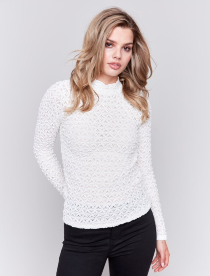 Charlie B Lace Mock Neck Top