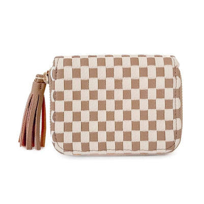 Wynona Woven Wallet: Checkered Coffee