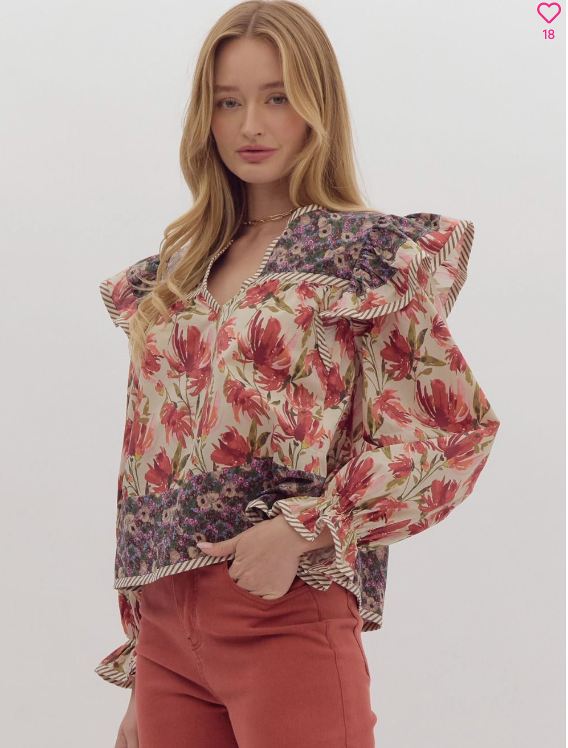 Multi print mix blouse