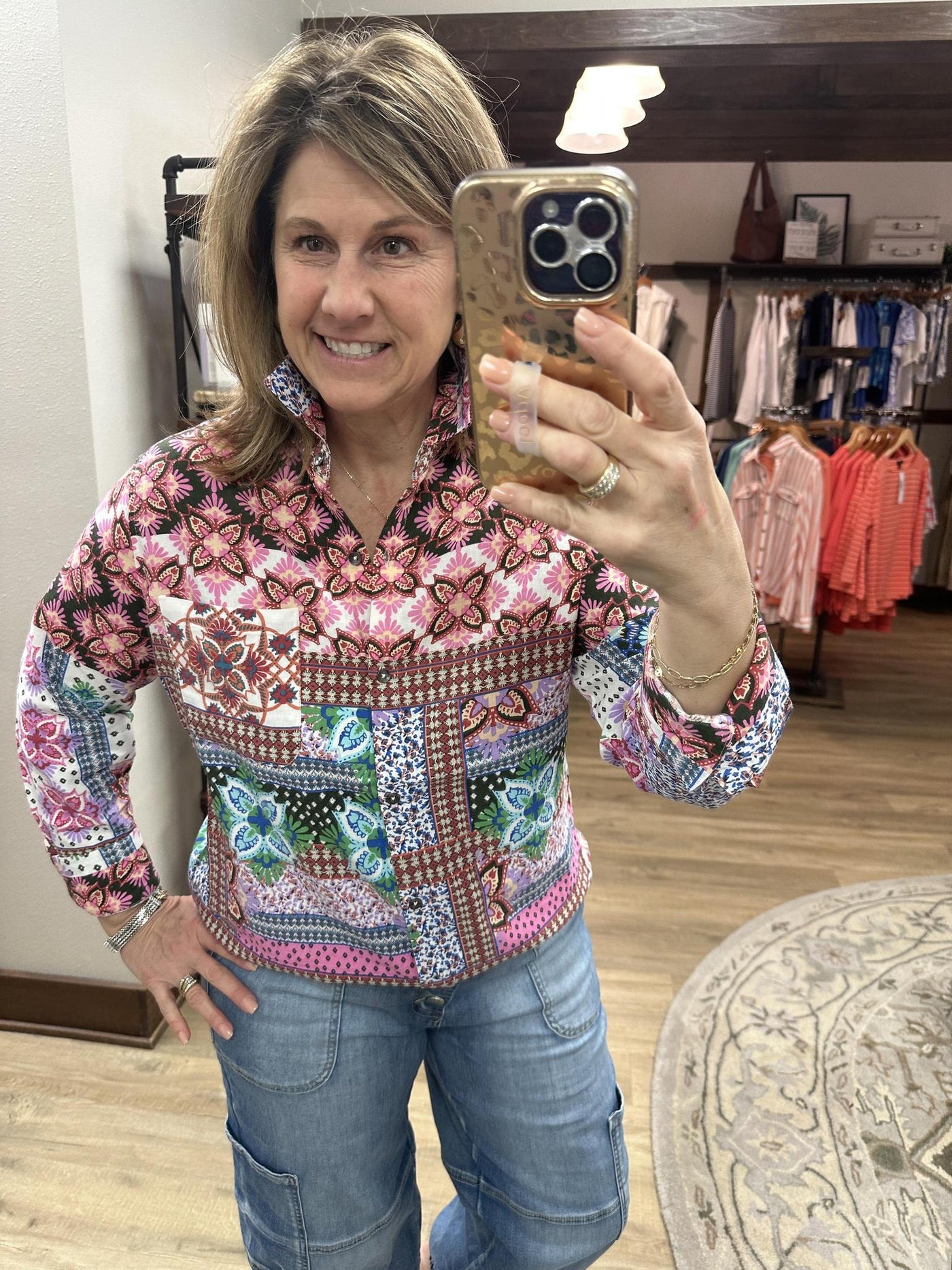 Mixed Floral Button Up