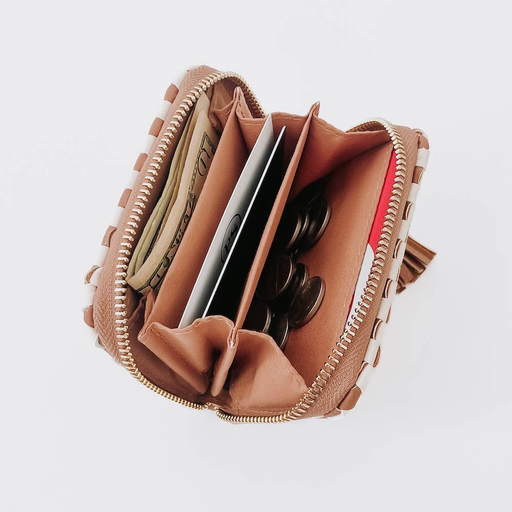 Wynona Woven Wallet: Checkered Coffee