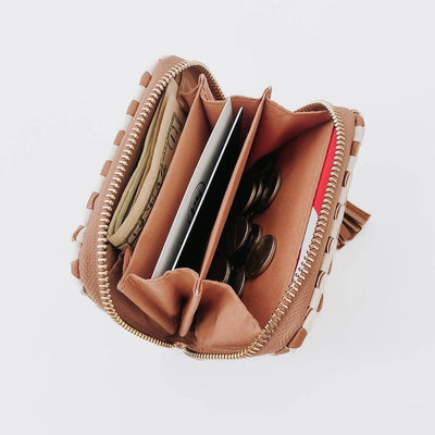 Wynona Woven Wallet: Checkered Coffee