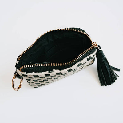 Paris Card Wallet: Woven Checkered Black