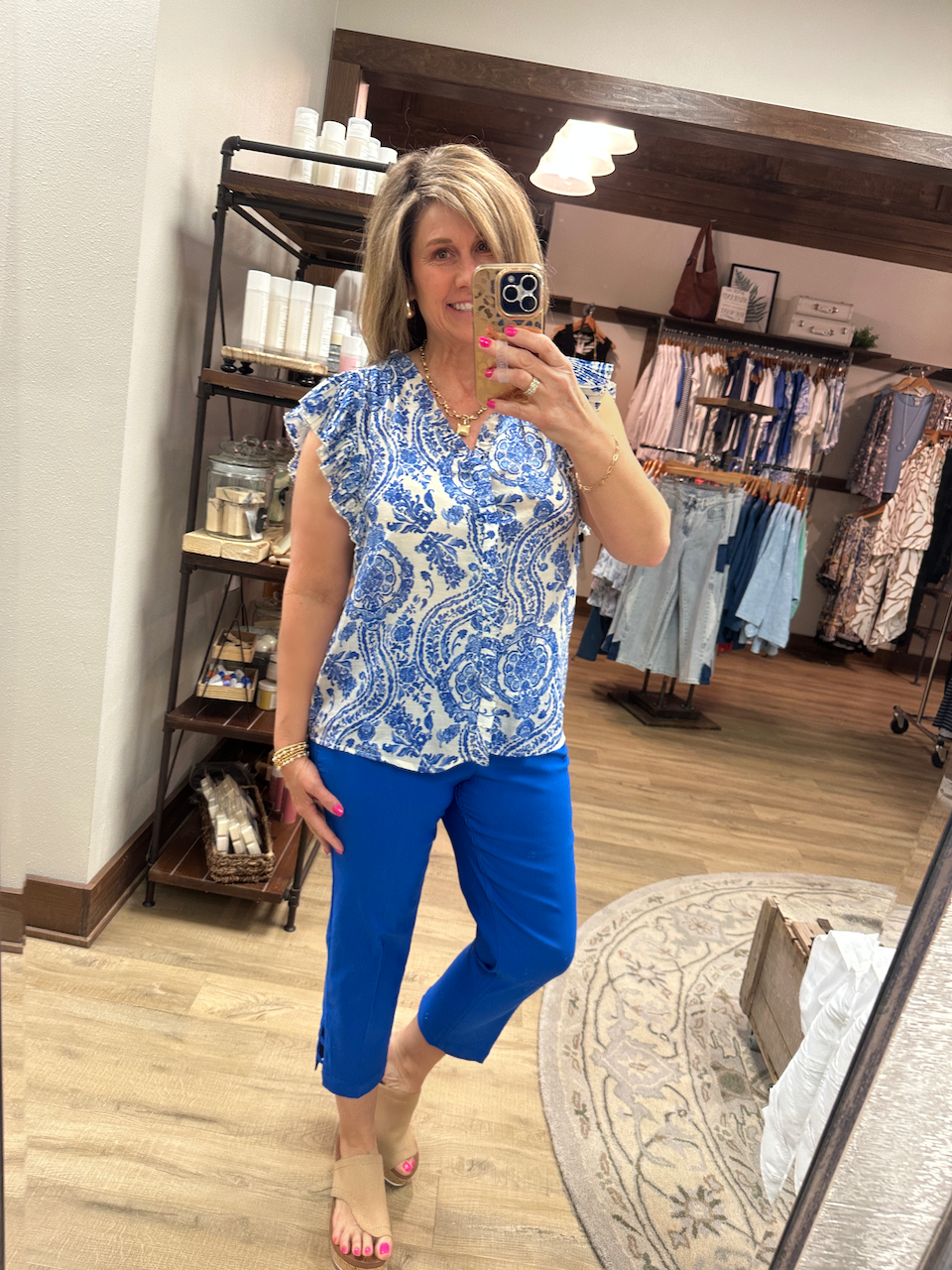 Ruffle Sleeve Paisley Top