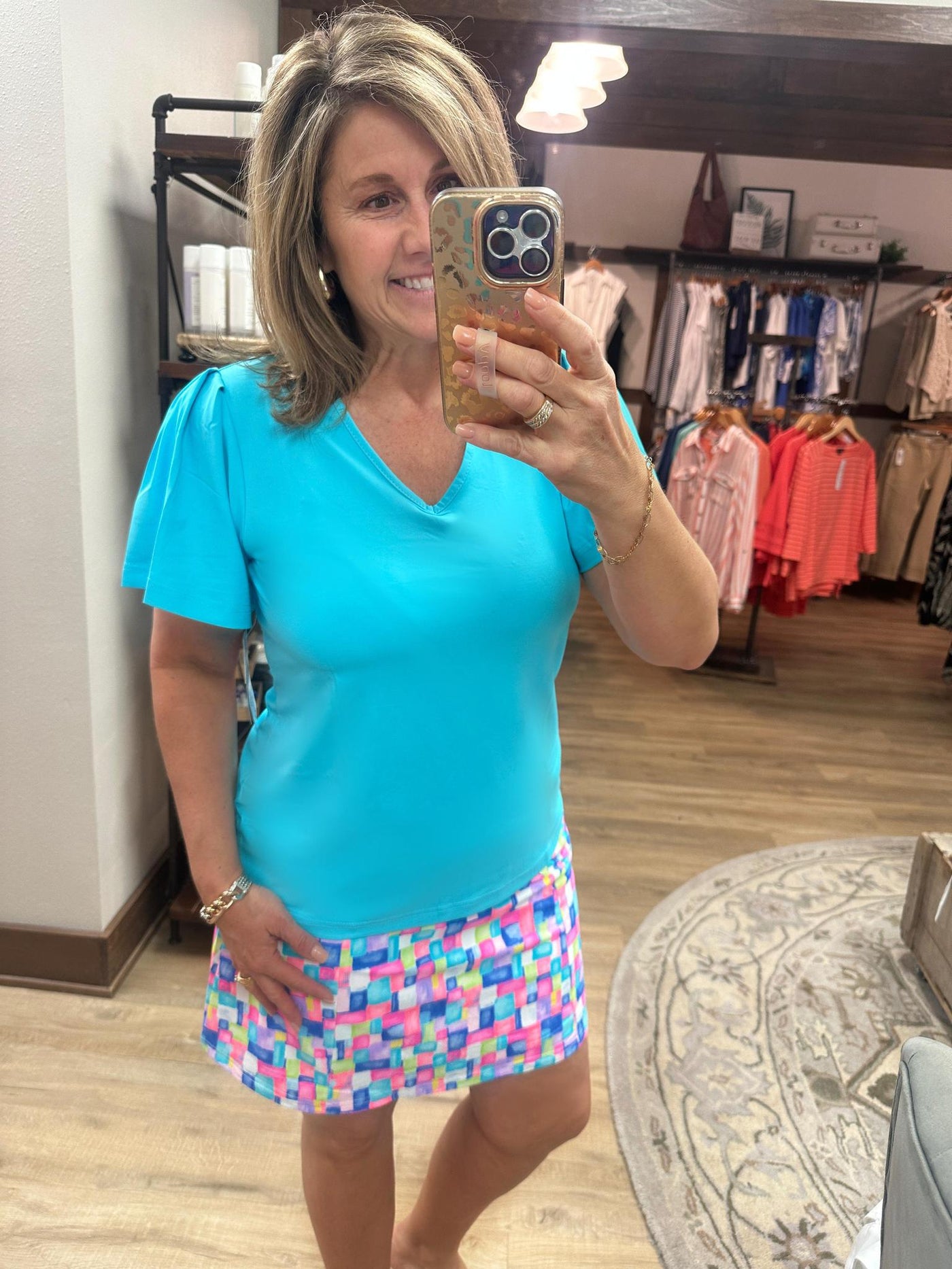 Lulu B Frill Sleeve Clear turq