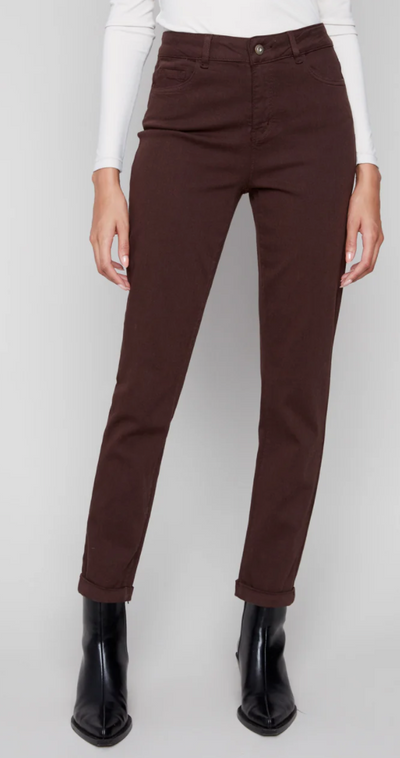Charlie B Cuffed Hem Twill Jeans - Mocha