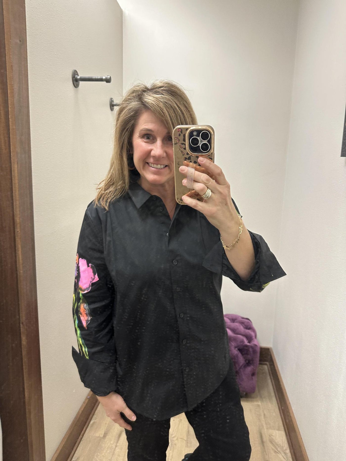 Black Blouse w/ floral Sleeve