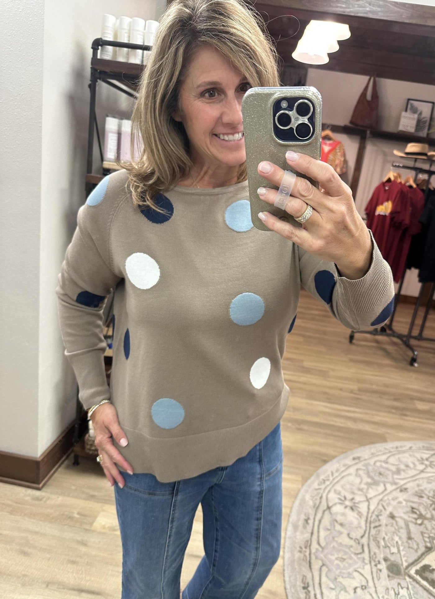 Mocha Polka Dot Sweater