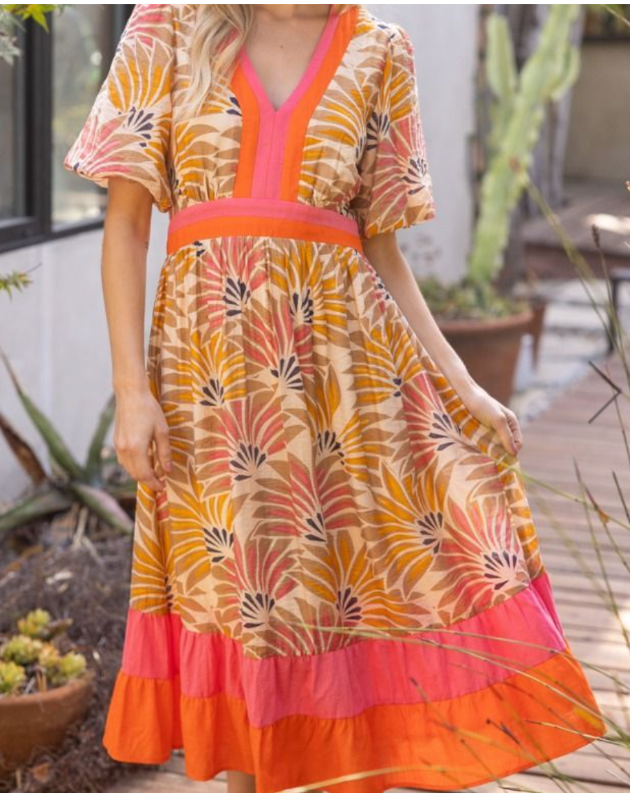 Summer Palm Print Dress