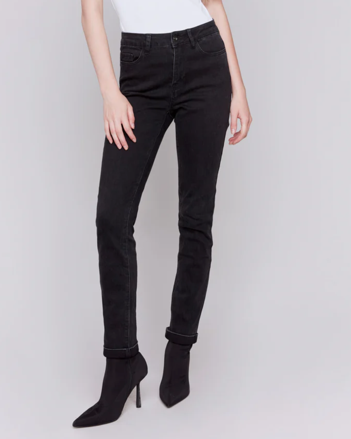 Charlie B Cuffed Hem Charcoal Jean