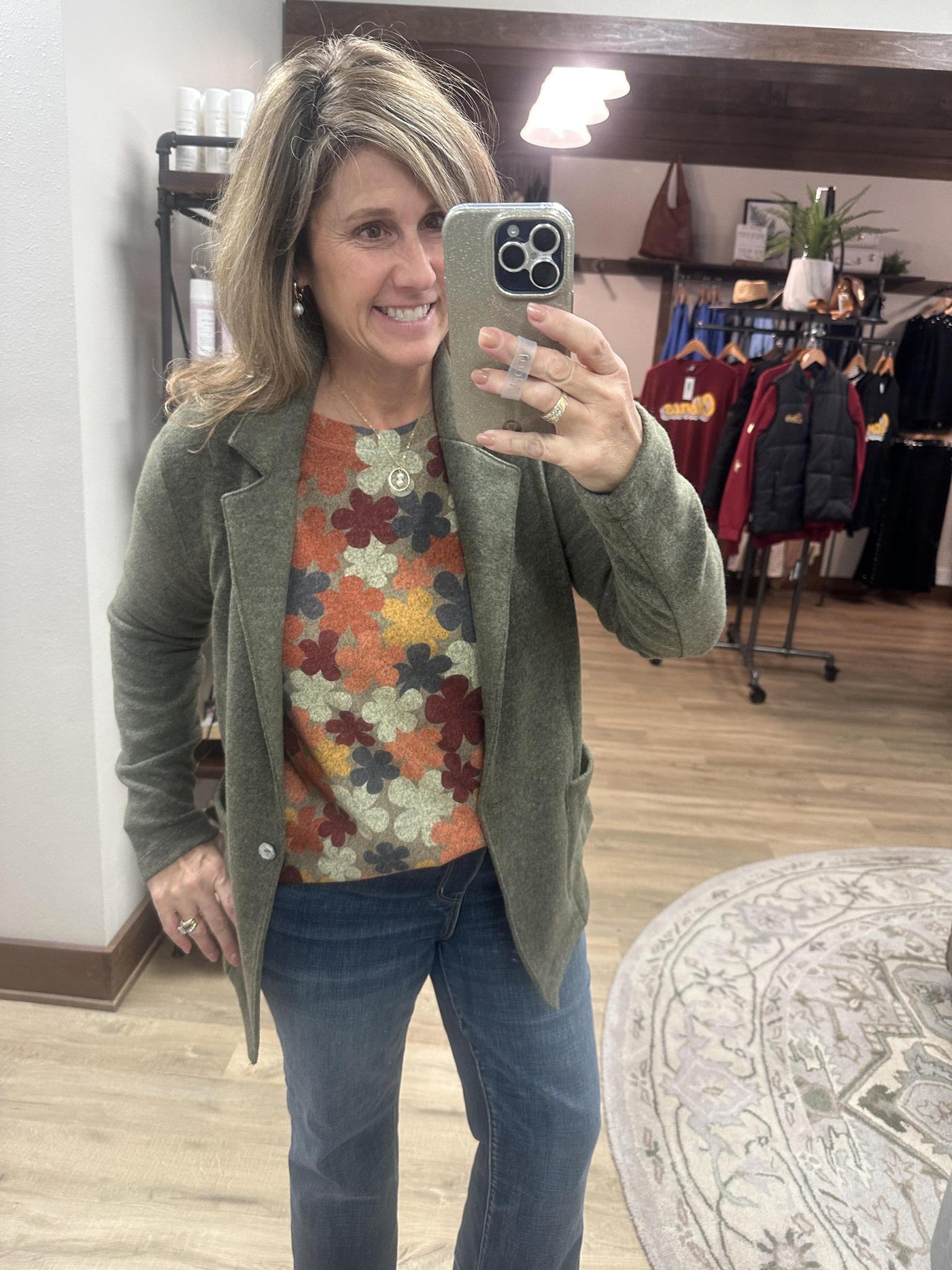 Nally & Millie Olive Floral Top