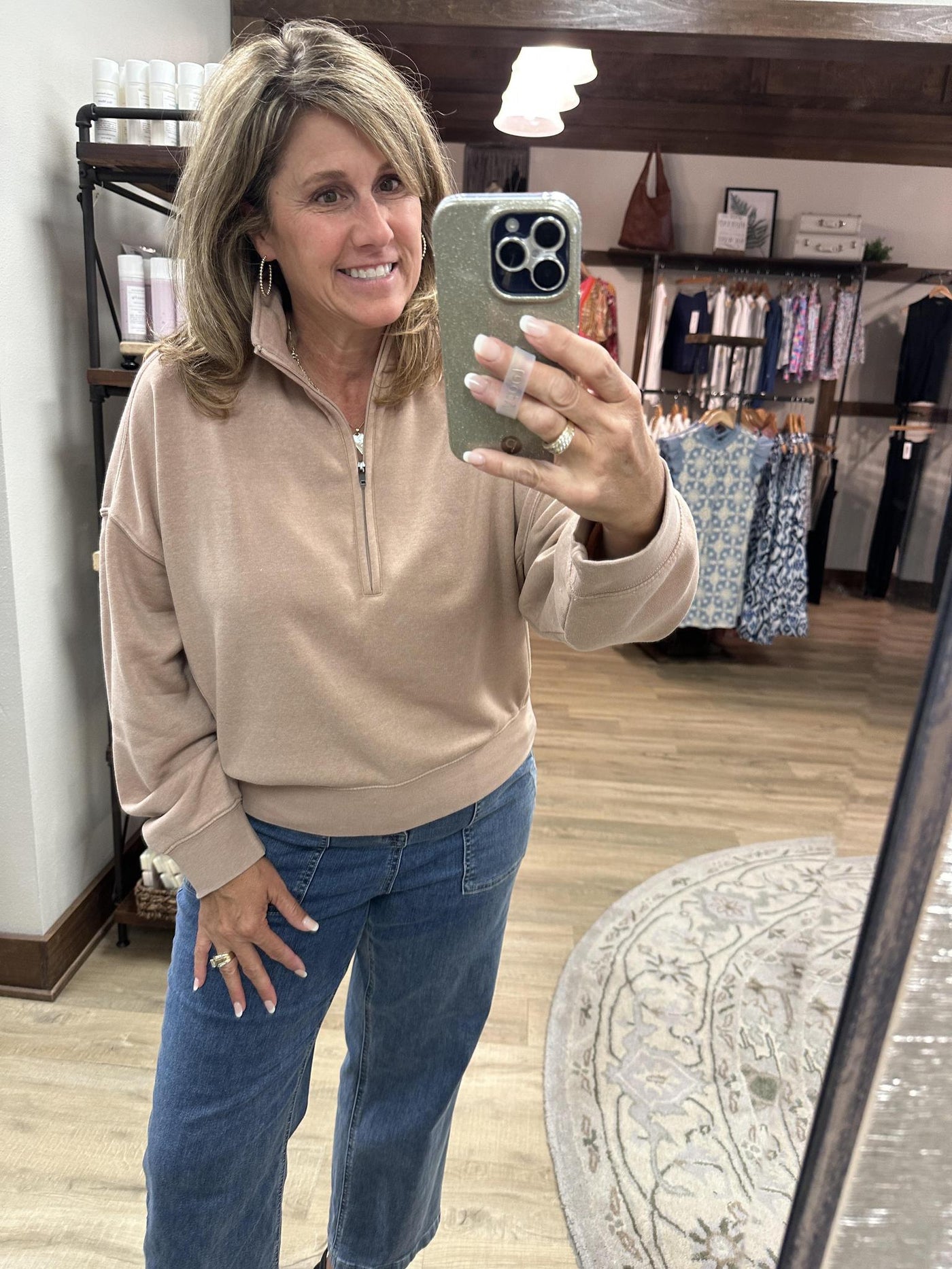 Half Zip sweatshirt-Dark Taupe