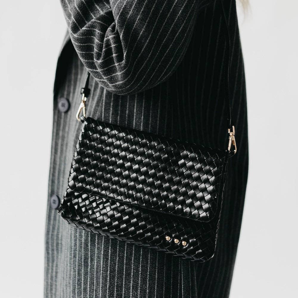 Wrenlee Woven Flap Crossbody: Brown