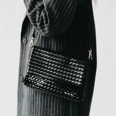 Wrenlee Woven Flap Crossbody: Brown