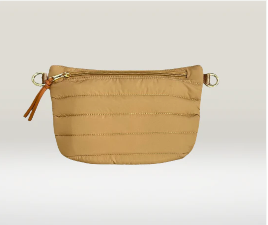 Quilted Nylon Sling Bag-Tan