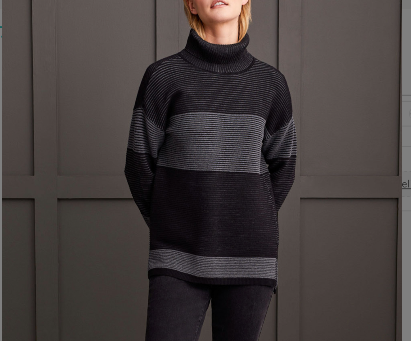 TWO-TONE TURTLENECK TUNIC SWEATER