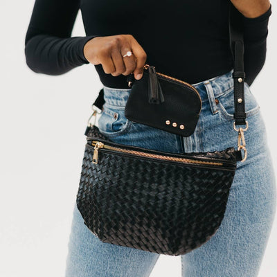 Paris Card Wallet: Woven Checkered Black