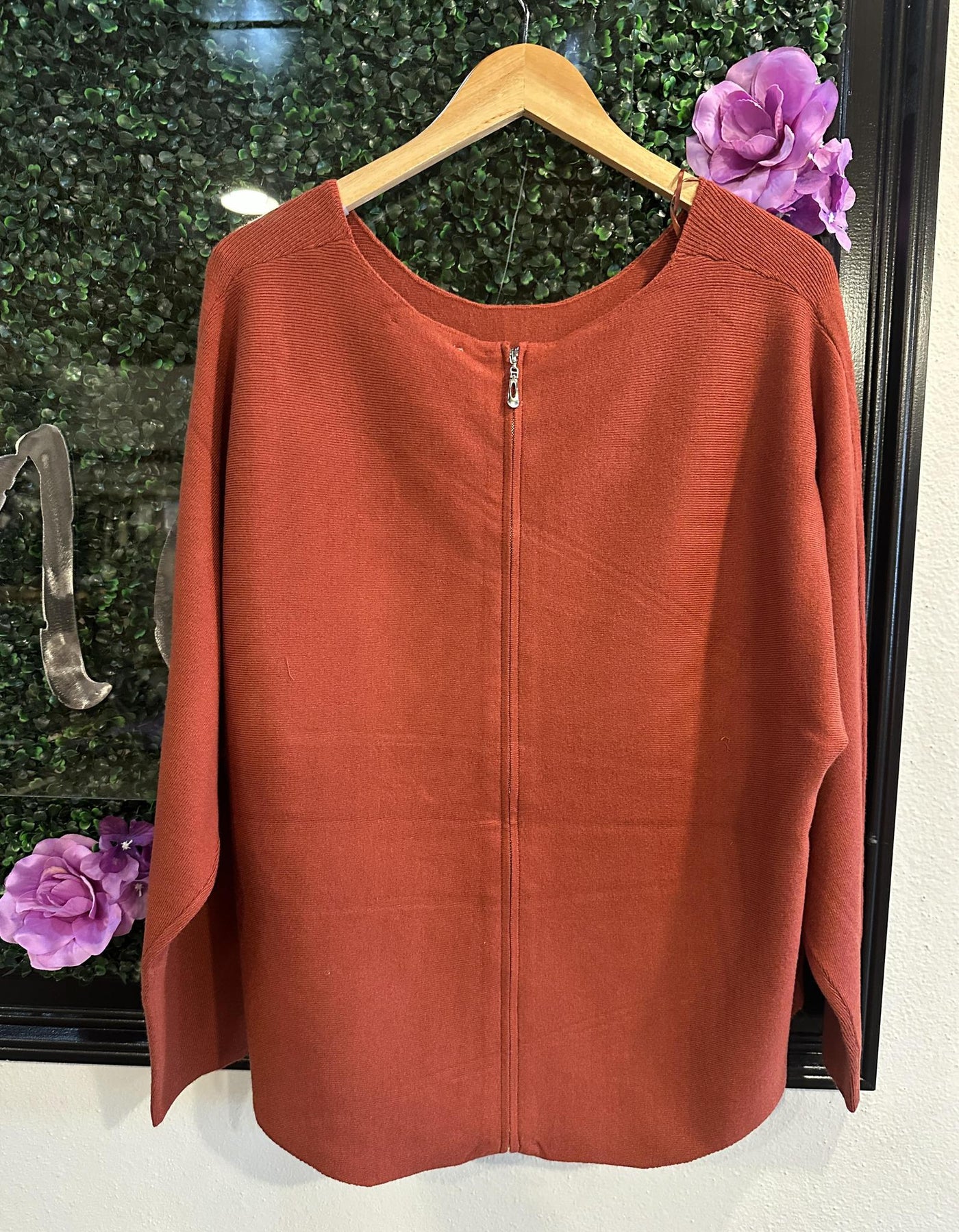 Rust Back Zip Sweater