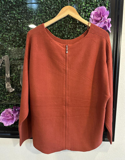 Rust Back Zip Sweater