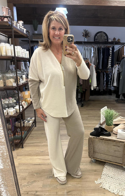 Ivory/Taupe Flare Pant