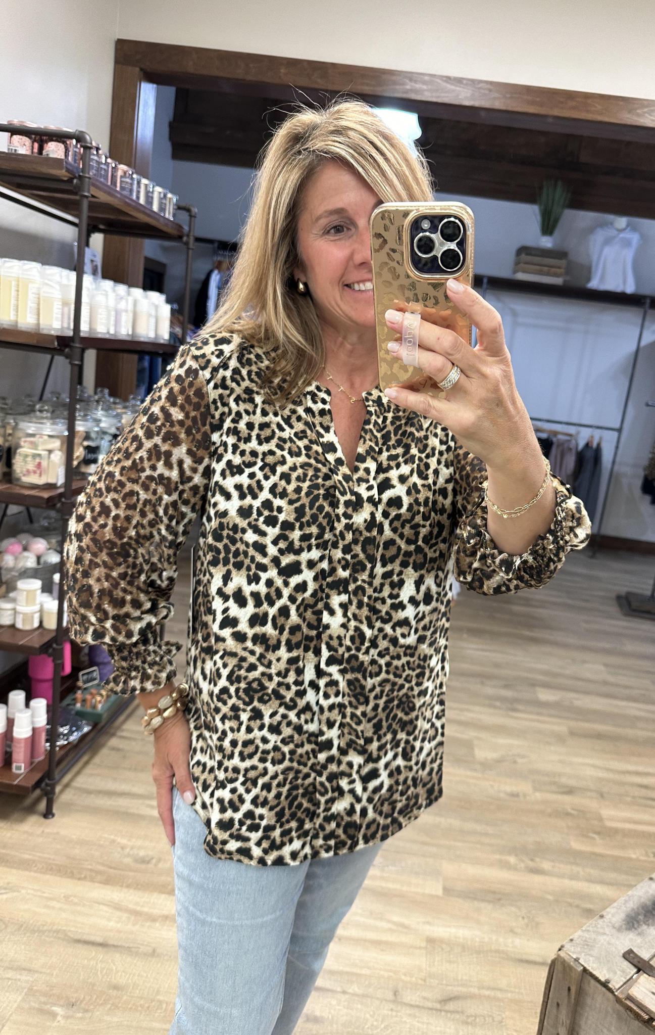 Multiples Leopard Swiss Dot Top