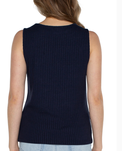 Liverpool Sleeveless Knit Tank-Navy