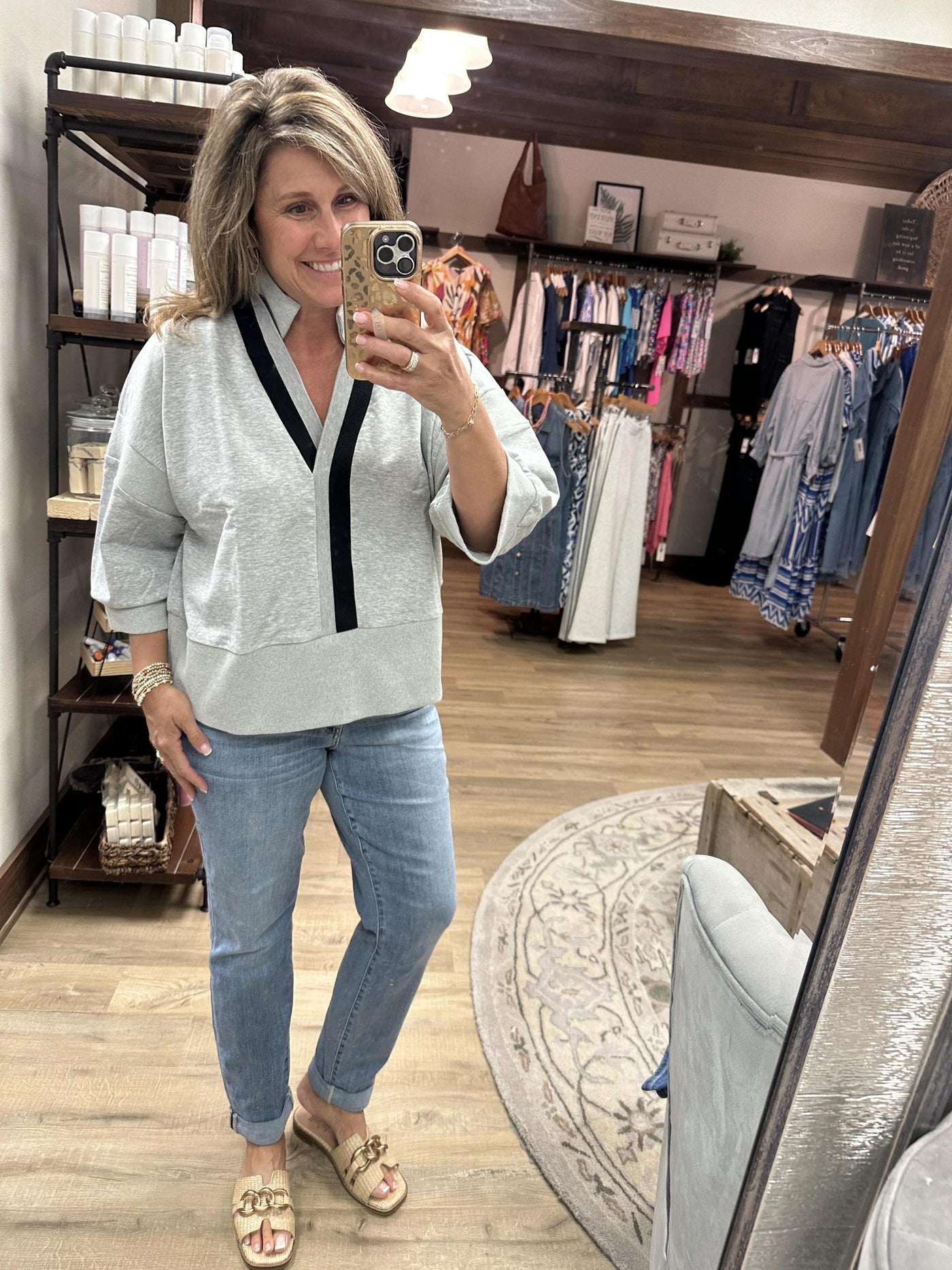 Short Sleeve V Neck Sweatshirt