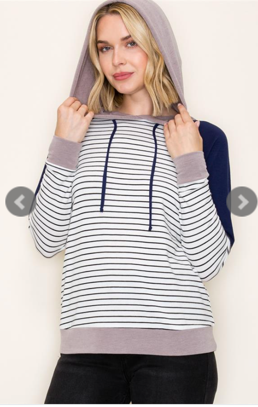Color Block Drawstring hoodie