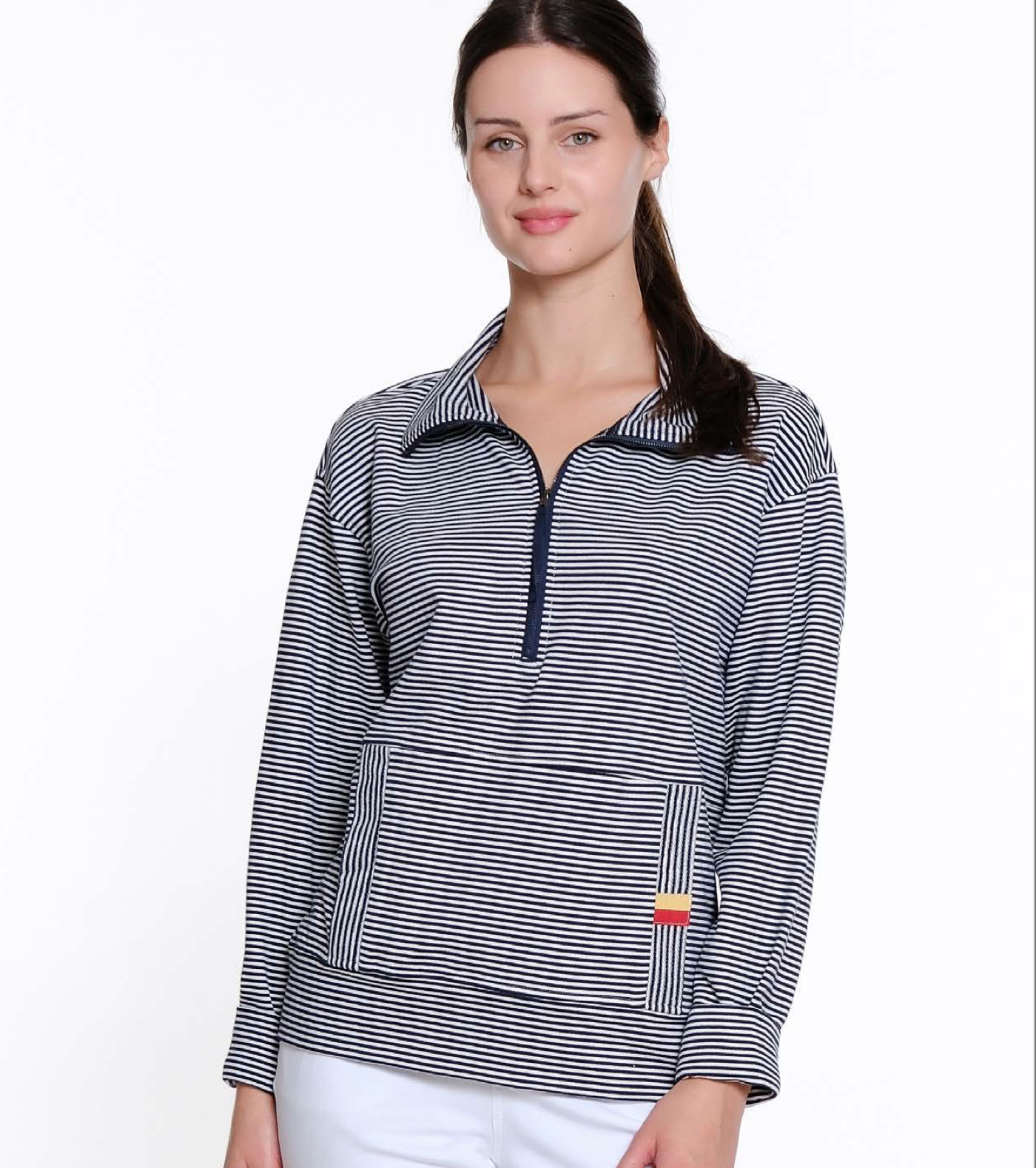 Zip Front Stripe Popover