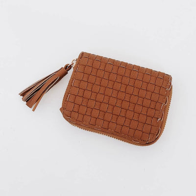 Wynona Woven Wallet: Checkered Coffee