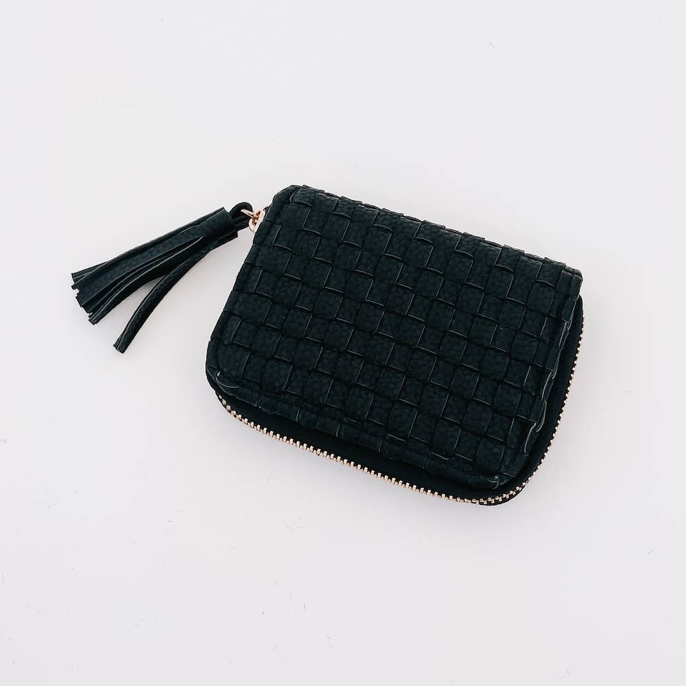 Wynona Woven Wallet: Checkered Coffee