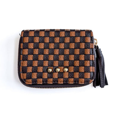 Wynona Woven Wallet: Checkered Coffee