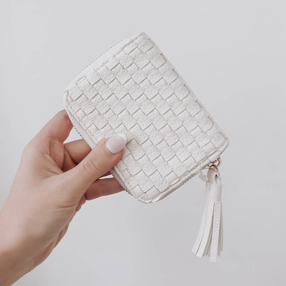 Wynona Woven Wallet: Checkered Coffee