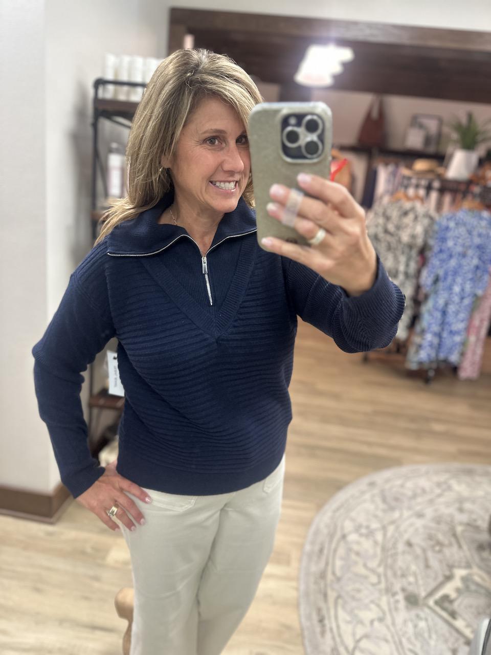 Tribal Soft Zip-Up V-Neck Sweater