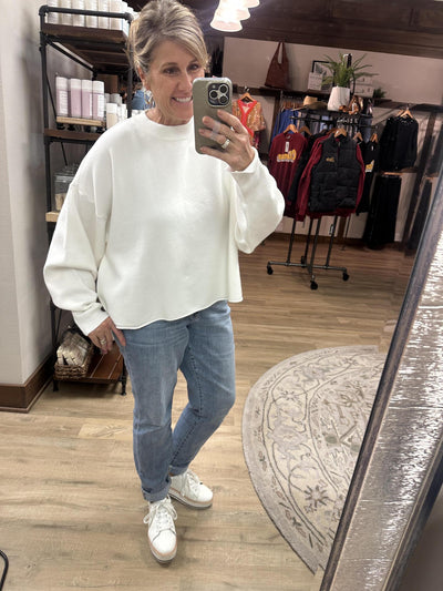 Ivory LS Cropped Sweater