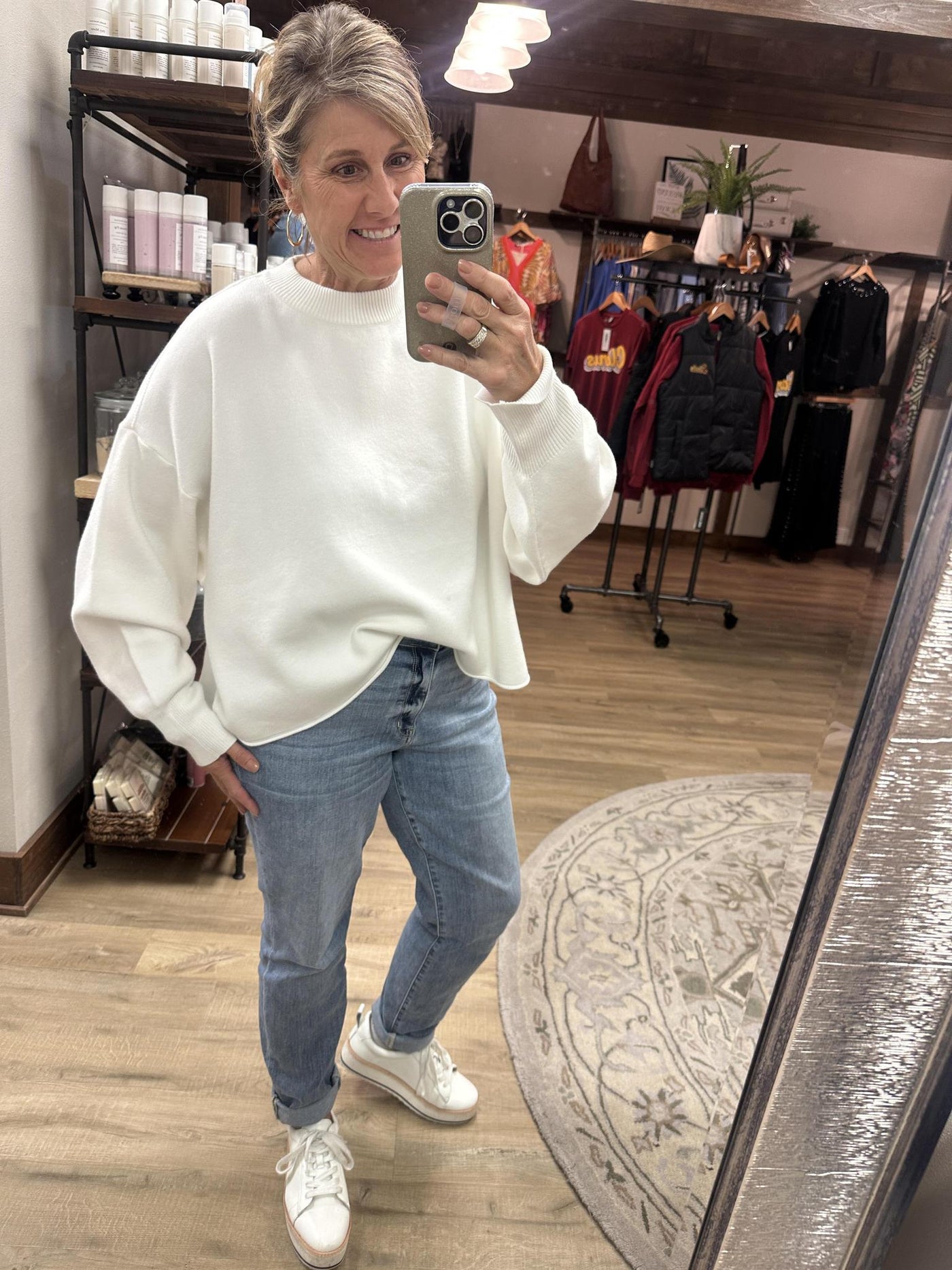 Ivory LS Cropped Sweater