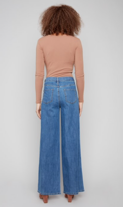 Charlie B Wide Leg Denim W/Slash Pockets