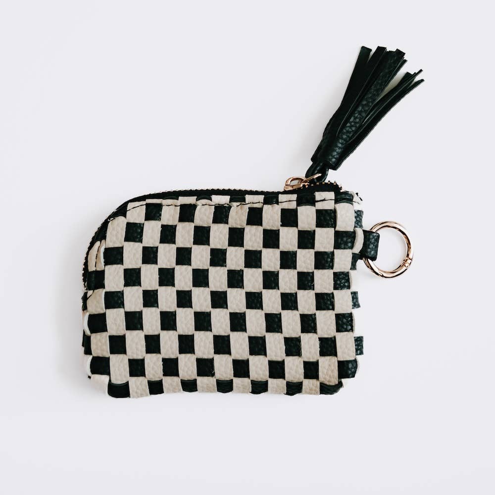 Paris Card Wallet: Woven Checkered Black