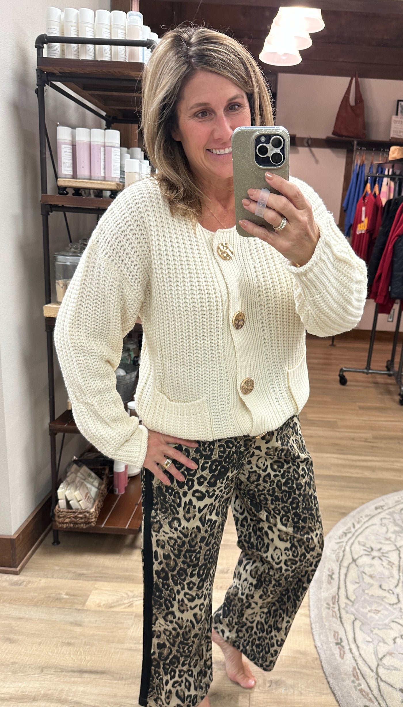 Cream Gold button Cardi
