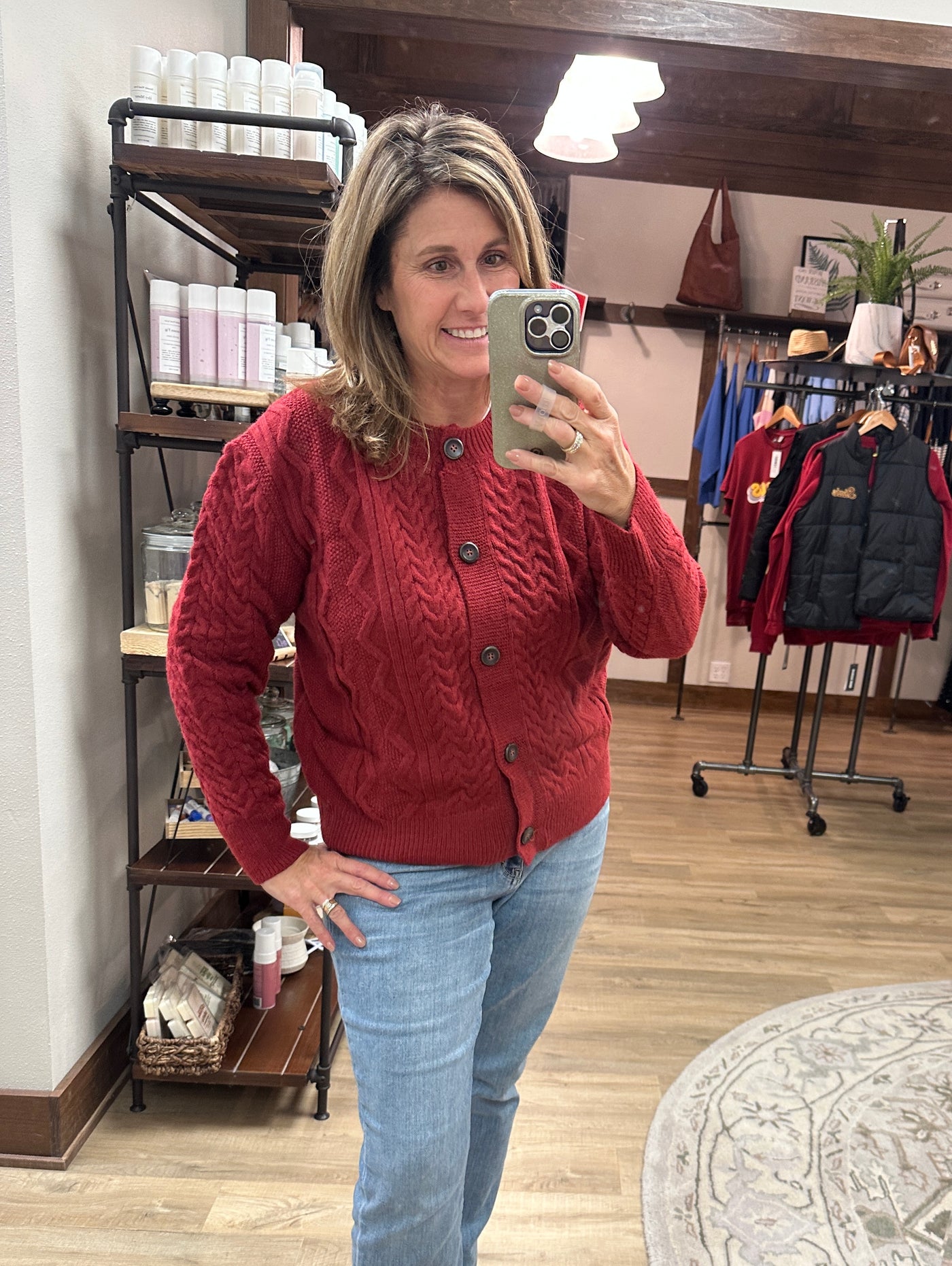 Brick Button Up Cardi