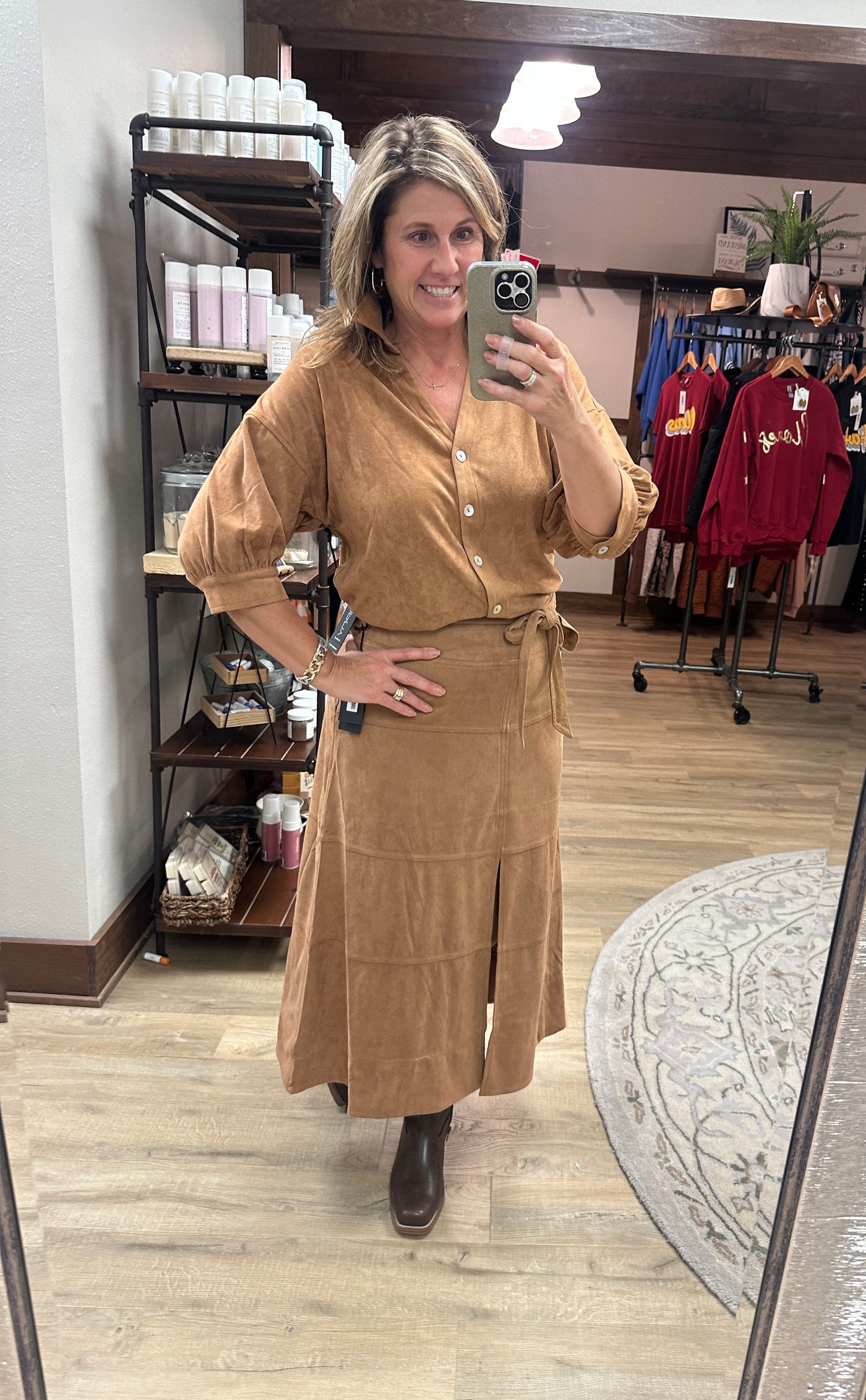 APNY Faux Suede Midi Skirt