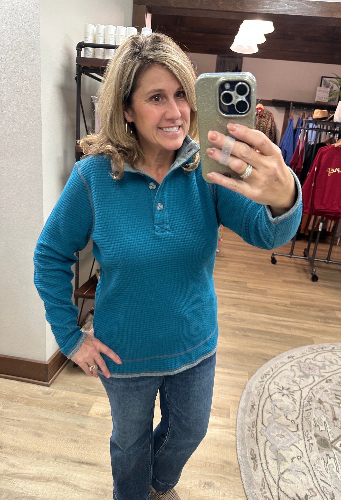 Teal Waffle Jersey